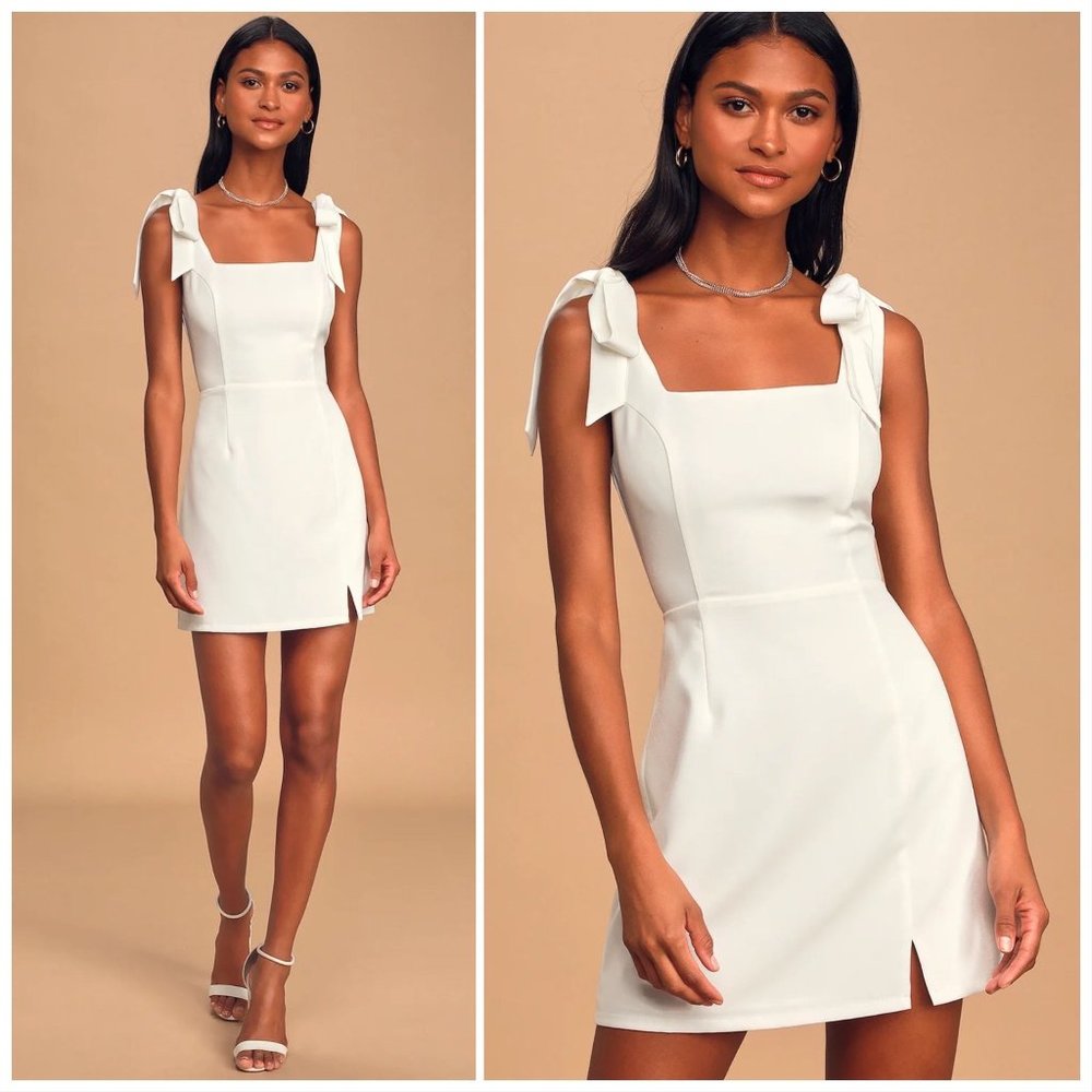 🆕 Lulu’s Your Sweetie White Tie-Strap Mini Dress
